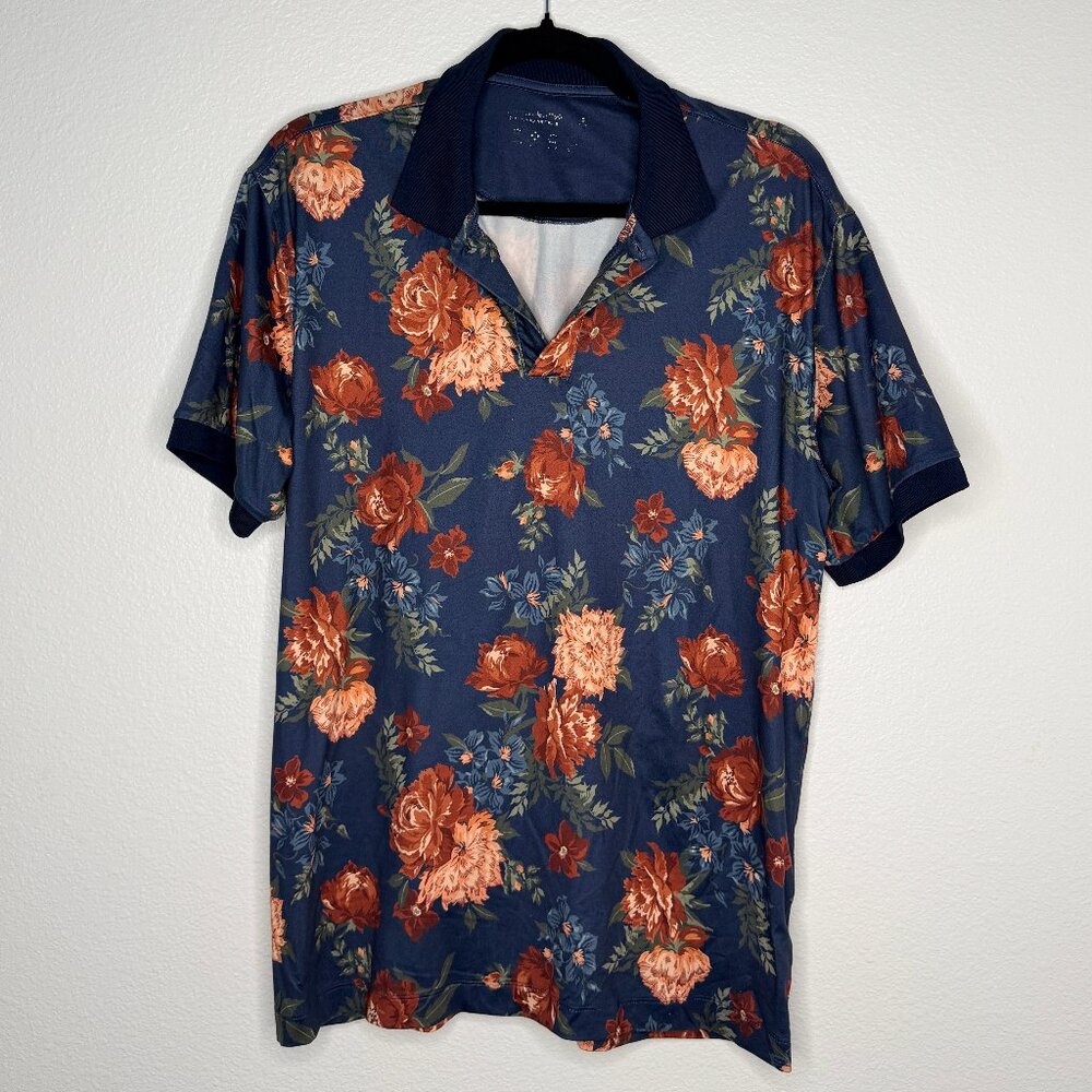 Abercrombie & Fitch Floral Short-Sleeve Polo — Men’s Small — Navy / Multico